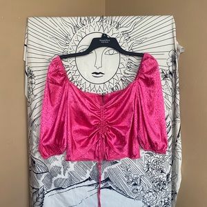 Vintage 80s Pink Cinched Puffy-Sleeved Top